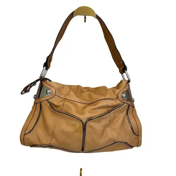 b. makowsky Handbags - B Makowsky Leather Shoulder Bag Tan Slouchy Hobo Purse Soft Pebbled Satchel